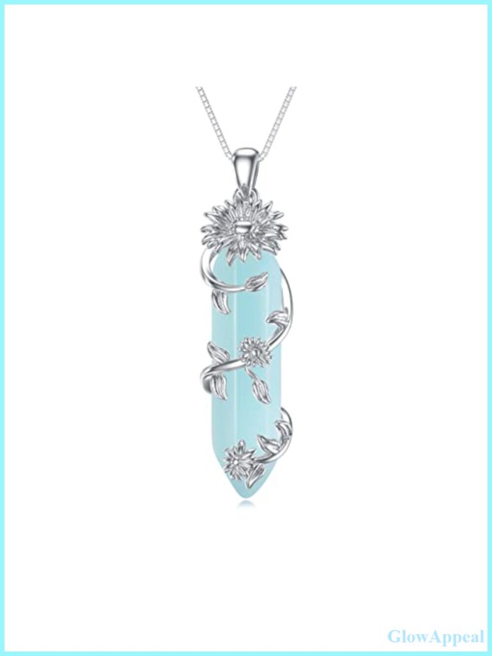 925 Sterling Silver Opal Healing Crystal Sunflower Pendant Necklace Reiki